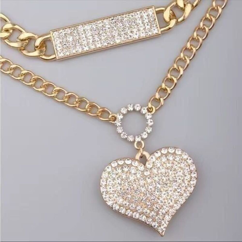 Beautiful rhinestone, gold layered necklaces see pics for measurements